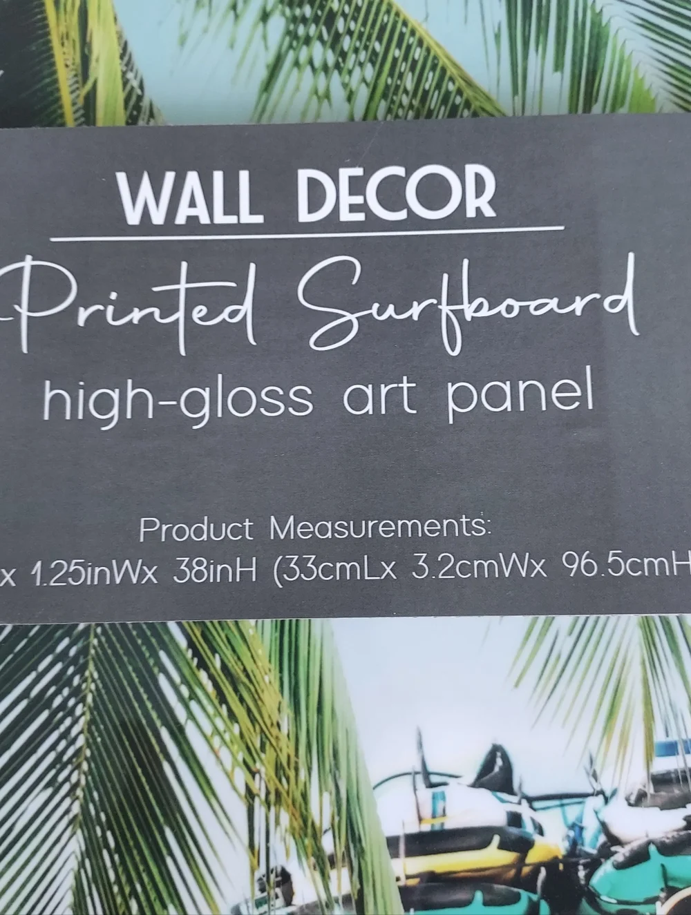 Surf Wall Art in a Tropical Beach Setting w a Classic VW Van. New in Box 38x13.